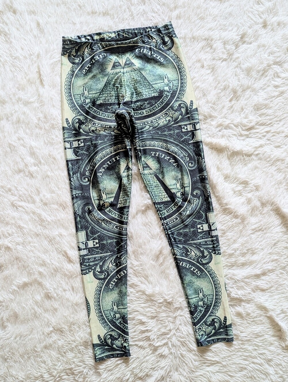 Blackmilk Old School The Dollar Green Illuminati Themed Leggings Size Large